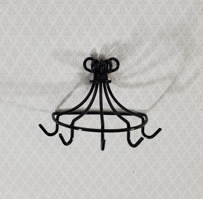 Dollhouse Pot Pan Hanger Rack with Hooks Metal Kitchen Rack 1:12 Scale Miniature