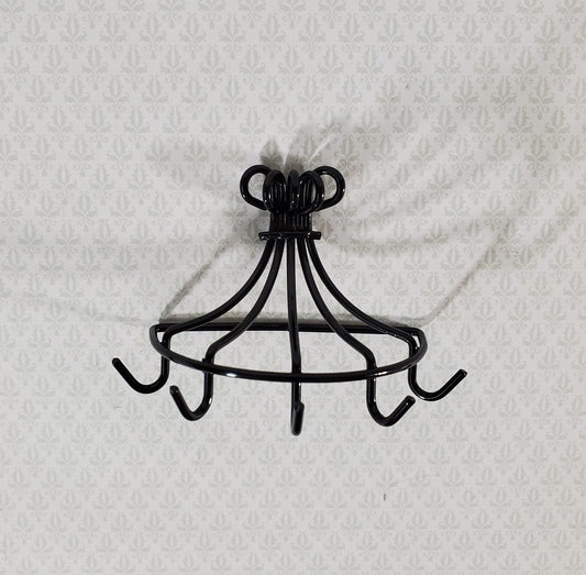 Dollhouse Pot Pan Hanger Rack with Hooks Metal Kitchen Rack 1:12 Scale Miniature