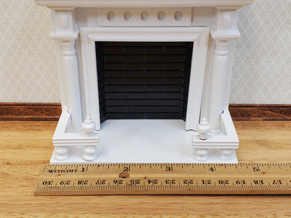 Dollhouse Fireplace Large with Mirror White Finish 1:12 Scale Miniature Furniture