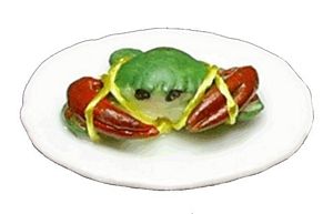 Dollhouse Crab on Plate 1:12 Scale Miniature Food Kitchen