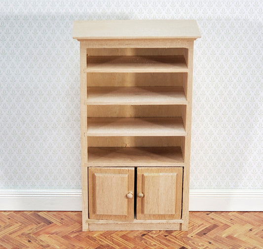 Dollhouse Cabinet with Shelves 1:12 Scale Miniature Furniture Unpainted Wood