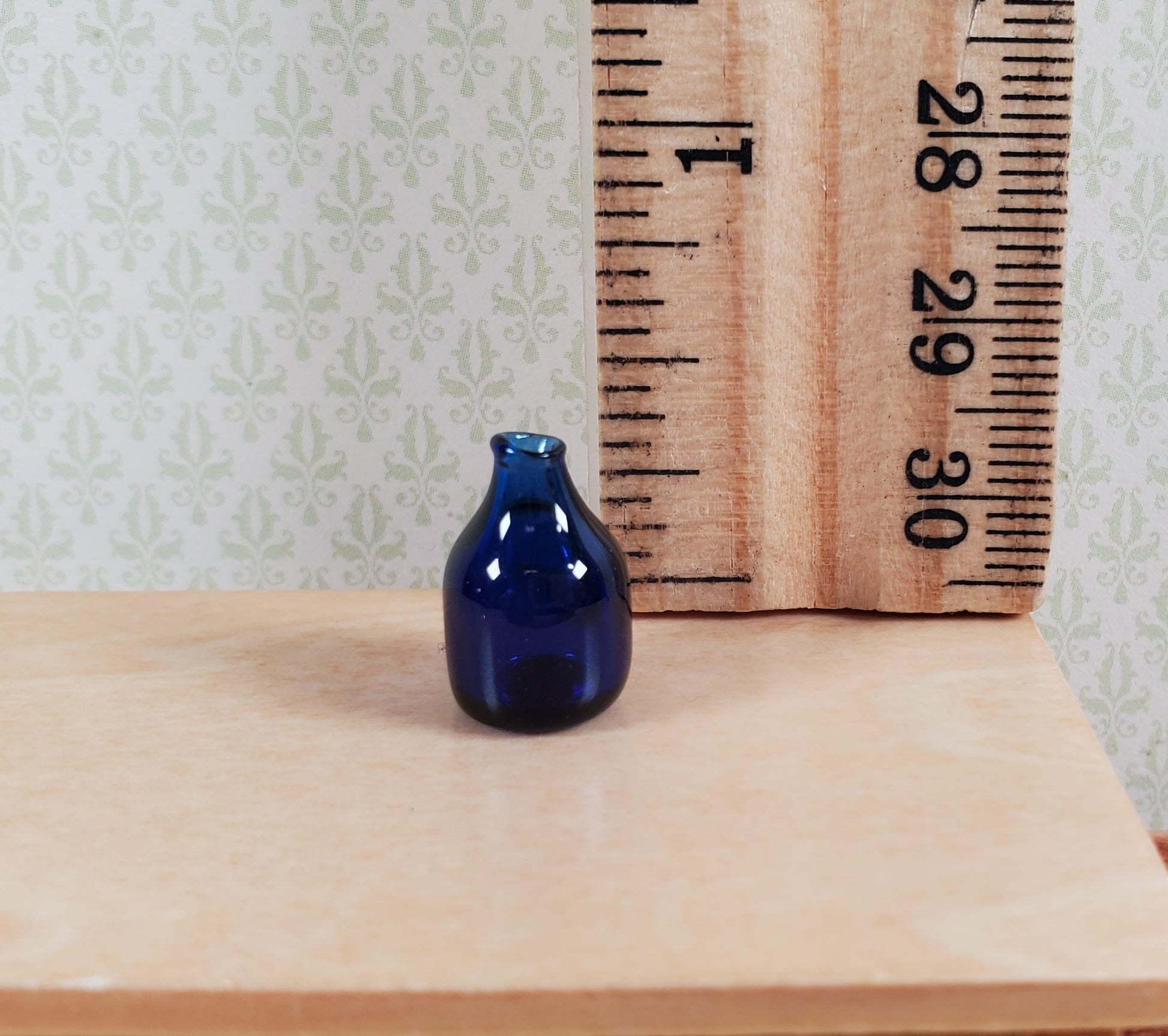 Dollhouse Small Jar Round Cobalt Blue Glass Bottle 1:12 Scale Miniature Decor