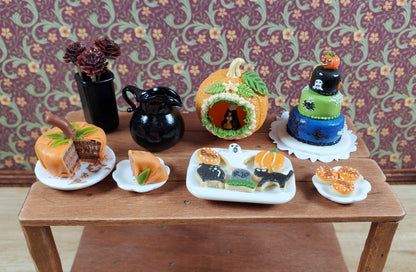 Dollhouse Halloween Cookies on Ceramic Tray 1:12 Scale Miniature Food Kitchen