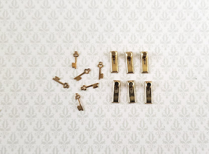 Dollhouse HALF SCALE Doorknobs with Keys Gold Brass x6 1:24 Scale Miniature