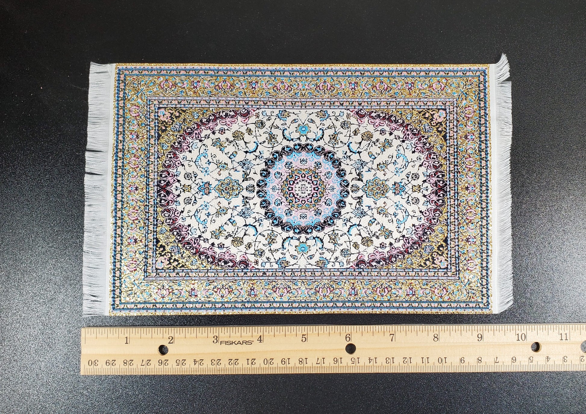 Dollhouse Large Rug Woven Fabric 9 3/4" x 5 7/8" 1:12 Scale Miniature Carpet