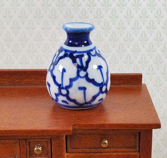 Dollhouse Large Blue & White Decorative Vase Empty 1:12 Scale Miniature