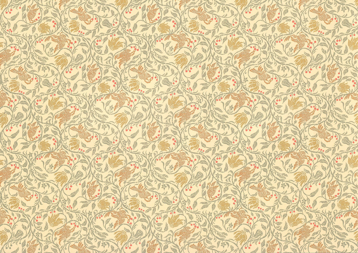 Dollhouse Wallpaper 3 Sheets Birds & Berries 1:12 Scale Victorian Art Nouveau