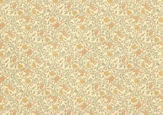 Dollhouse Wallpaper 3 Sheets Birds & Berries 1:12 Scale Victorian Art Nouveau