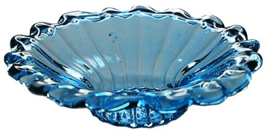 Dollhouse Crystal Blue Glass Flared Platter 1:12 Scale Miniature Kitchen Decor