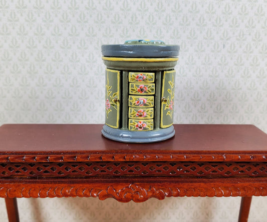 Dollhouse Wood Jewelry Box with Drawers Painted Detail 1:12 Scale Miniature