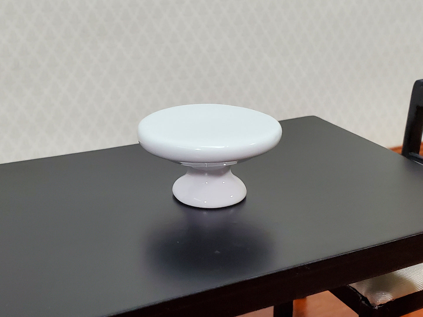 Dollhouse Cake Stand Platter All White Ceramic 1:12 Scale Miniature Plate