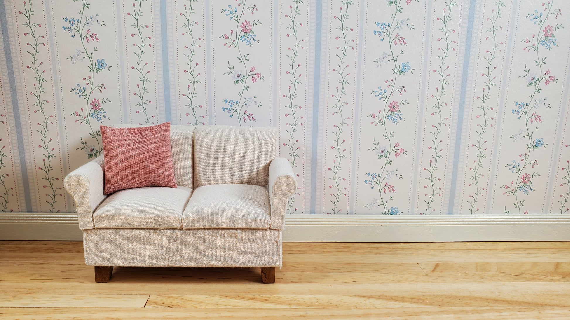 Dollhouse Wallpaper Cottage Blue Stripe 3 Sheets 1:12 Scale Miniature
