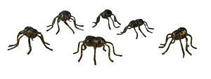 Dollhouse 1:6 Scale Black Spiders Halloween Set of 6 Miniatures