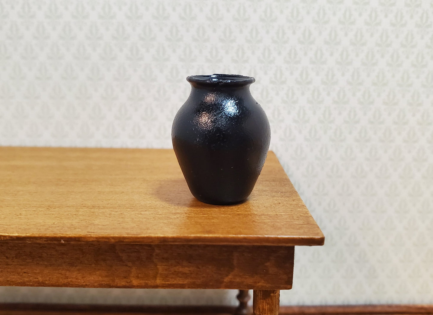 Dollhouse Black Vase for Flowers 1:12 Scale Miniature Classic Style