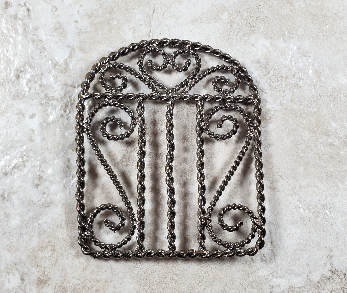 Miniature Gate Fence Piece Metal Black Chrome Fairy or Dollhouse Garden Decor