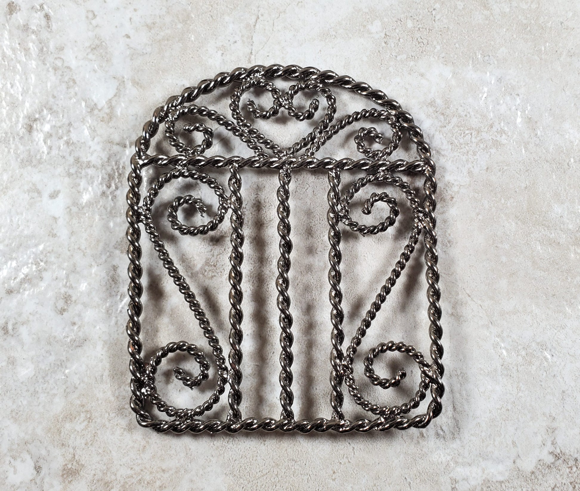 Miniature Gate Fence Piece Metal Black Chrome Fairy or Dollhouse Garden Decor