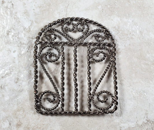 Miniature Gate Fence Piece Metal Black Chrome Fairy or Dollhouse Garden Decor