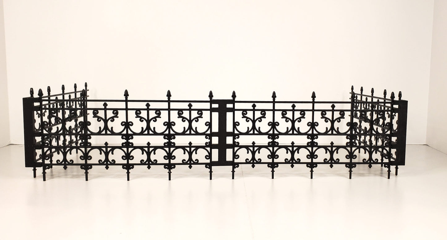 Miniature 4 Piece Fence Kit Black Victorian Georgian Style 1:12 Scale Dollhouse
