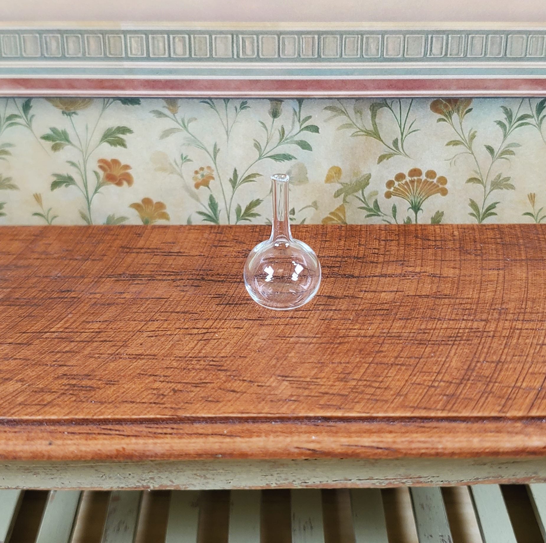 Dollhouse Onion Vase Jar Small Clear Glass 1:12 Scale Miniature Decor
