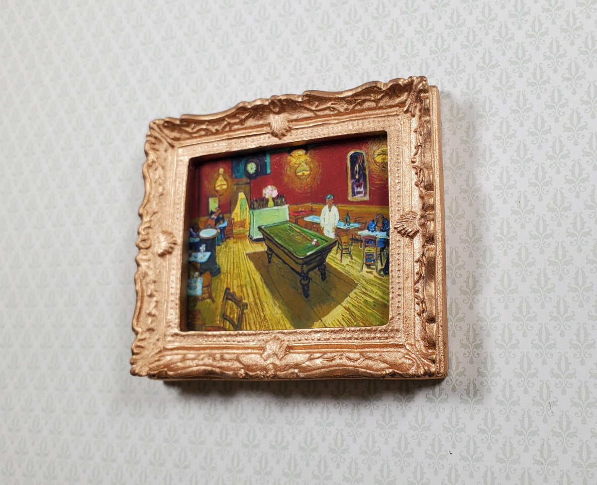 Miniature Vincent Van Gogh Framed Print The Night Cafe 1:12 Scale Bar Pool Table