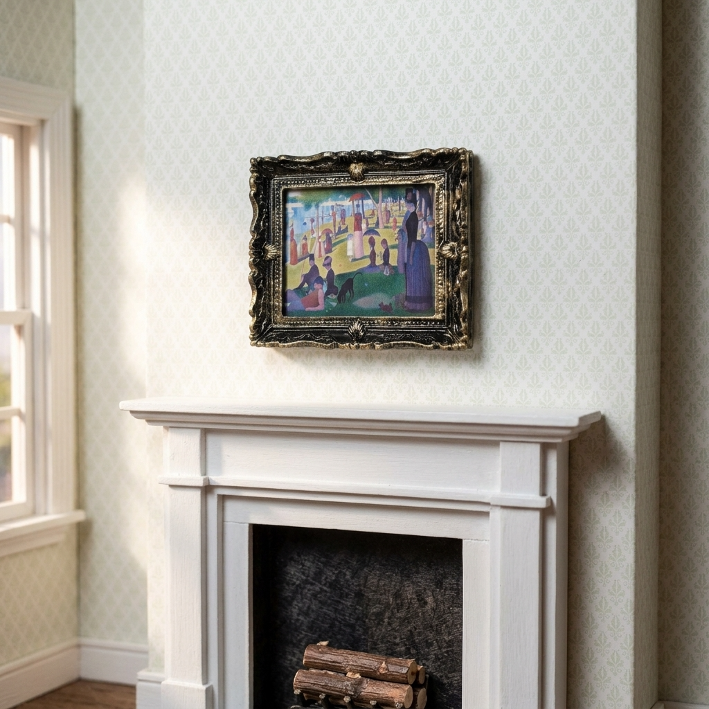 Miniature A Sunday Afternoon Print Framed Seurat 1:12 Scale Dollhouse