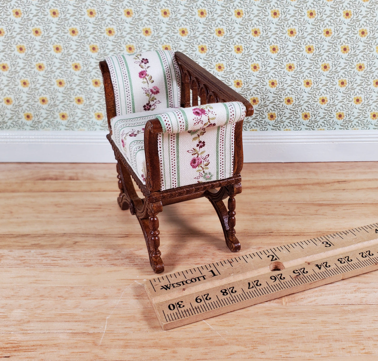 JBM Dollhouse Curule Bench Seat Chair Victorian 1:12 Scale Miniature Furniture