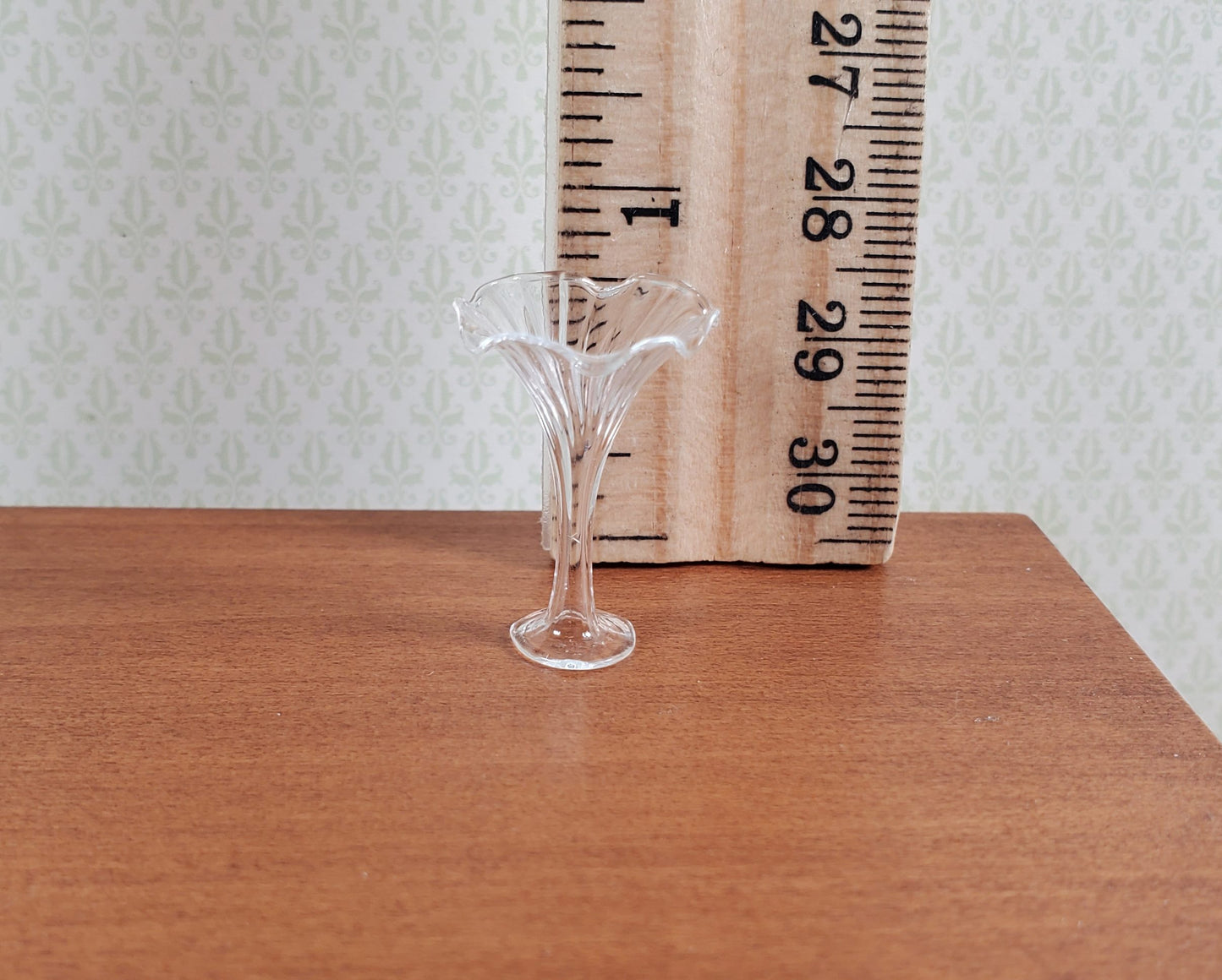 Dollhouse Clear Glass Floral Vase Tall Slim 1:12 Scale Miniature Decoration