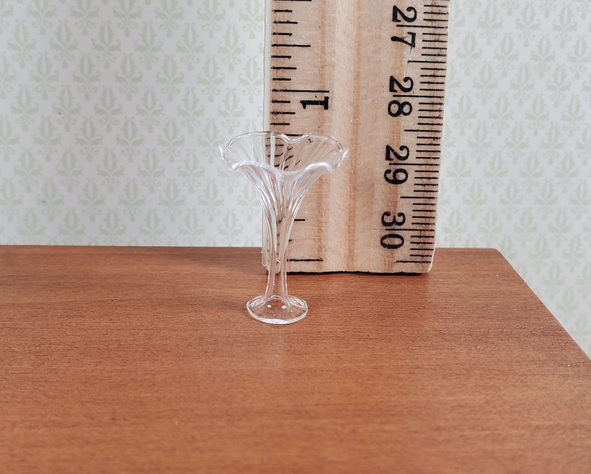 Dollhouse Clear Glass Floral Vase Tall Slim 1:12 Scale Miniature Decoration
