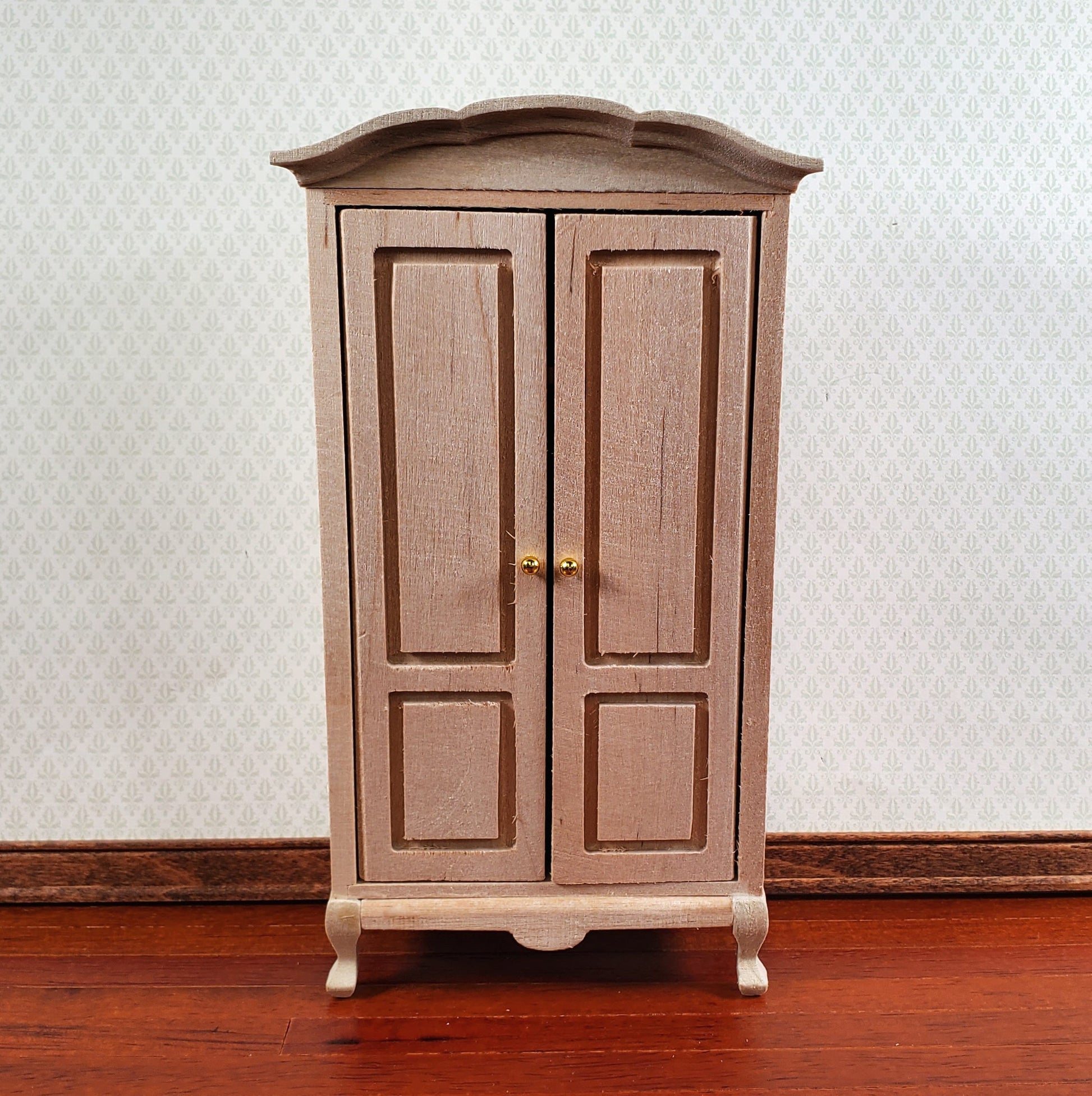 Dollhouse Wardrobe Tall Armoire Closet Furniture 1:12 Scale Unpainted