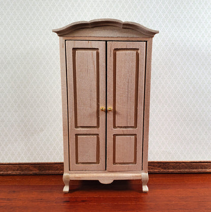 Dollhouse Wardrobe Tall Armoire Closet Furniture 1:12 Scale Unpainted