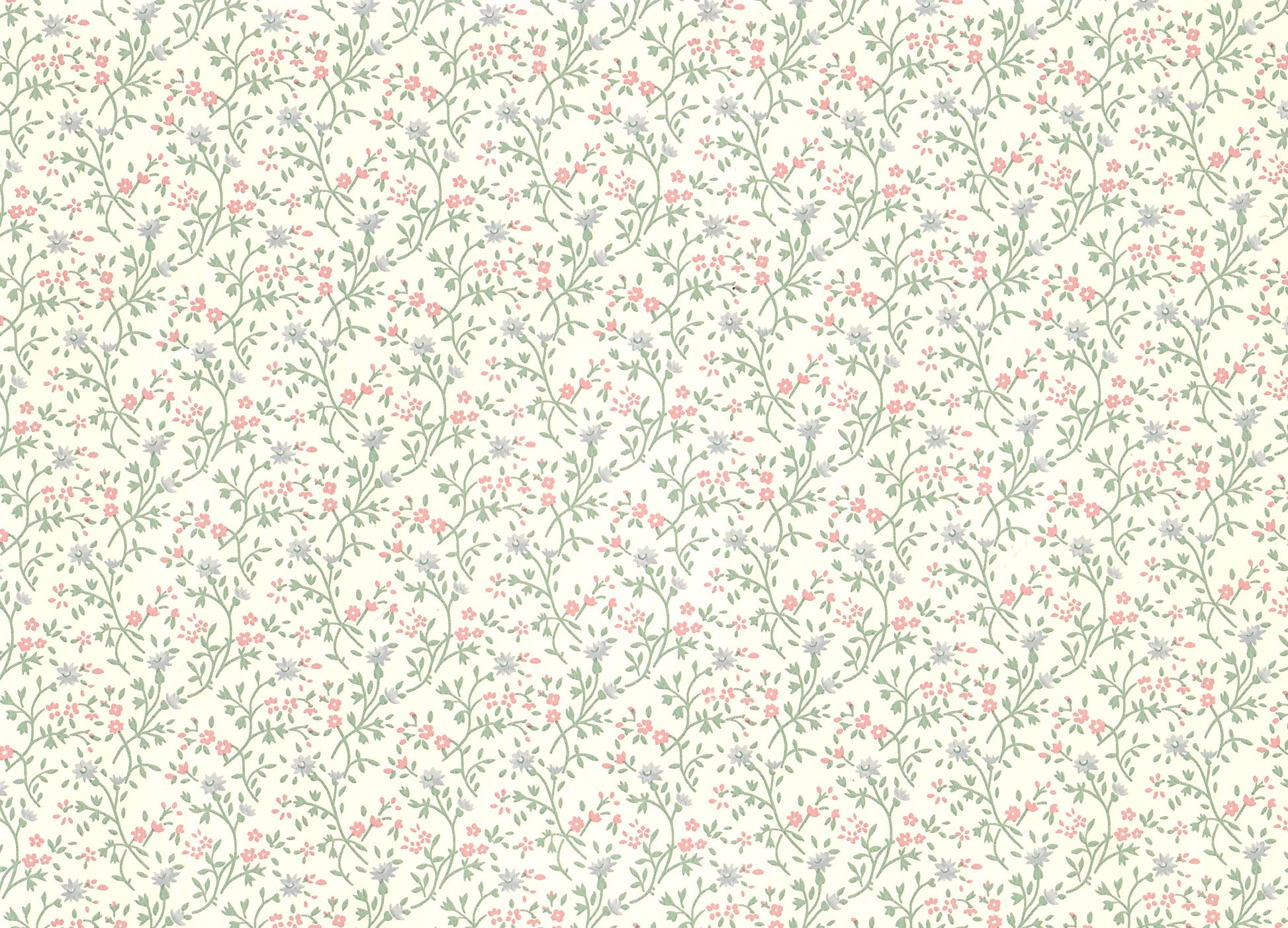 Dollhouse Wallpaper Pastel Floral 3 Pieces 10 1/2 "x 21" Blues Pinks Green