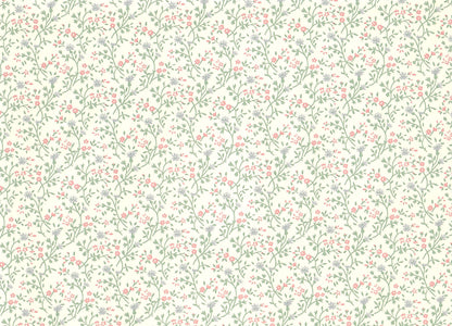 Dollhouse Wallpaper Pastel Floral 3 Pieces 10 1/2 "x 21" Blues Pinks Green