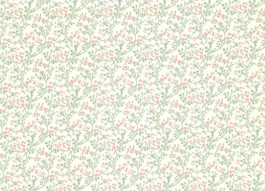 Dollhouse Wallpaper Pastel Floral 3 Pieces 10 1/2 "x 21" Blues Pinks Green