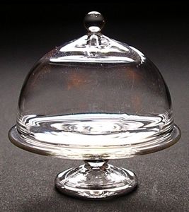 Dollhouse Clear Glass Cake Plate Pedestal with Dome Lid 1:12 Scale Miniature