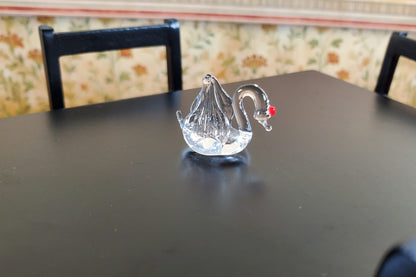 Dollhouse Small Glass Swan Centerpiece Sculpture 1:12 Scale Miniature