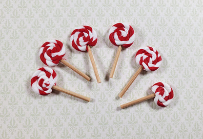 Dollhouse Candy Cane Lollipop Suckers x6 1:12 Scale Miniature Food Treats