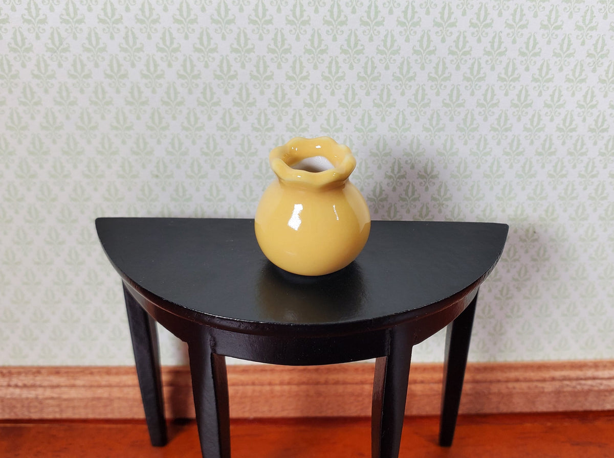 Dollhouse Yellow Ceramic Vase or Jar with Ruffled Rim 1:12 Scale Miniature
