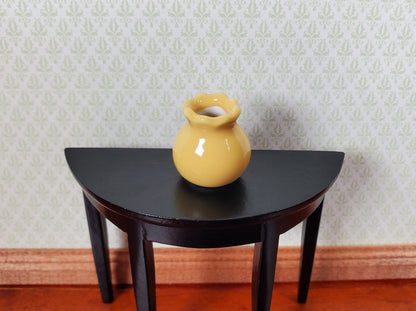 Dollhouse Yellow Ceramic Vase or Jar with Ruffled Rim 1:12 Scale Miniature