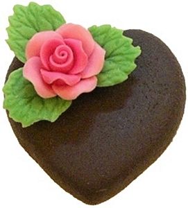 Dollhouse Chocolate Heart Cake with Pink Rose 1:12 Scale Miniature Dessert Food