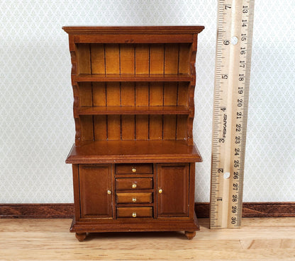 Dollhouse Welsh Kitchen Cabinet Cupboard Walnut Finish 1:12 Scale Miniature