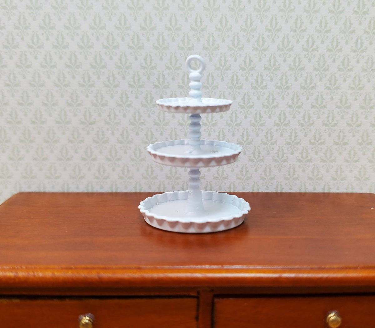 Dollhouse 3-Tier Serving Stand White Metal 1:12 Scale Miniature