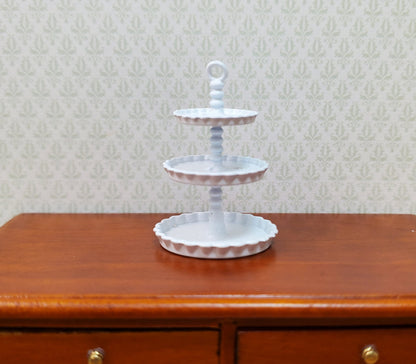 Dollhouse 3-Tier Serving Stand White Metal 1:12 Scale Miniature