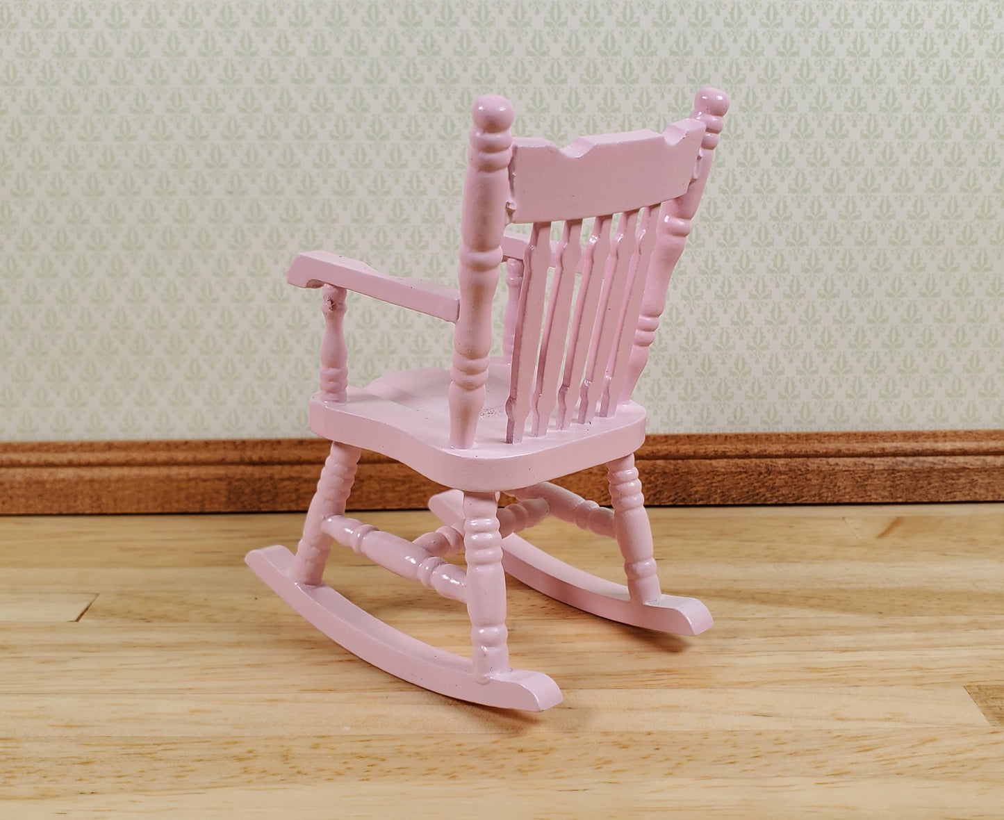 Dollhouse Rocking Chair Pink Wood 1:12 Scale Miniature Furniture Nursery