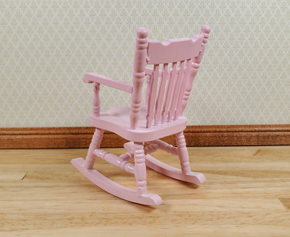 Dollhouse Rocking Chair Pink Wood 1:12 Scale Miniature Furniture Nursery