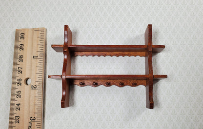 Dollhouse Shelf Kitchen with Pegs 1:12 Scale Miniature Walnut Finish