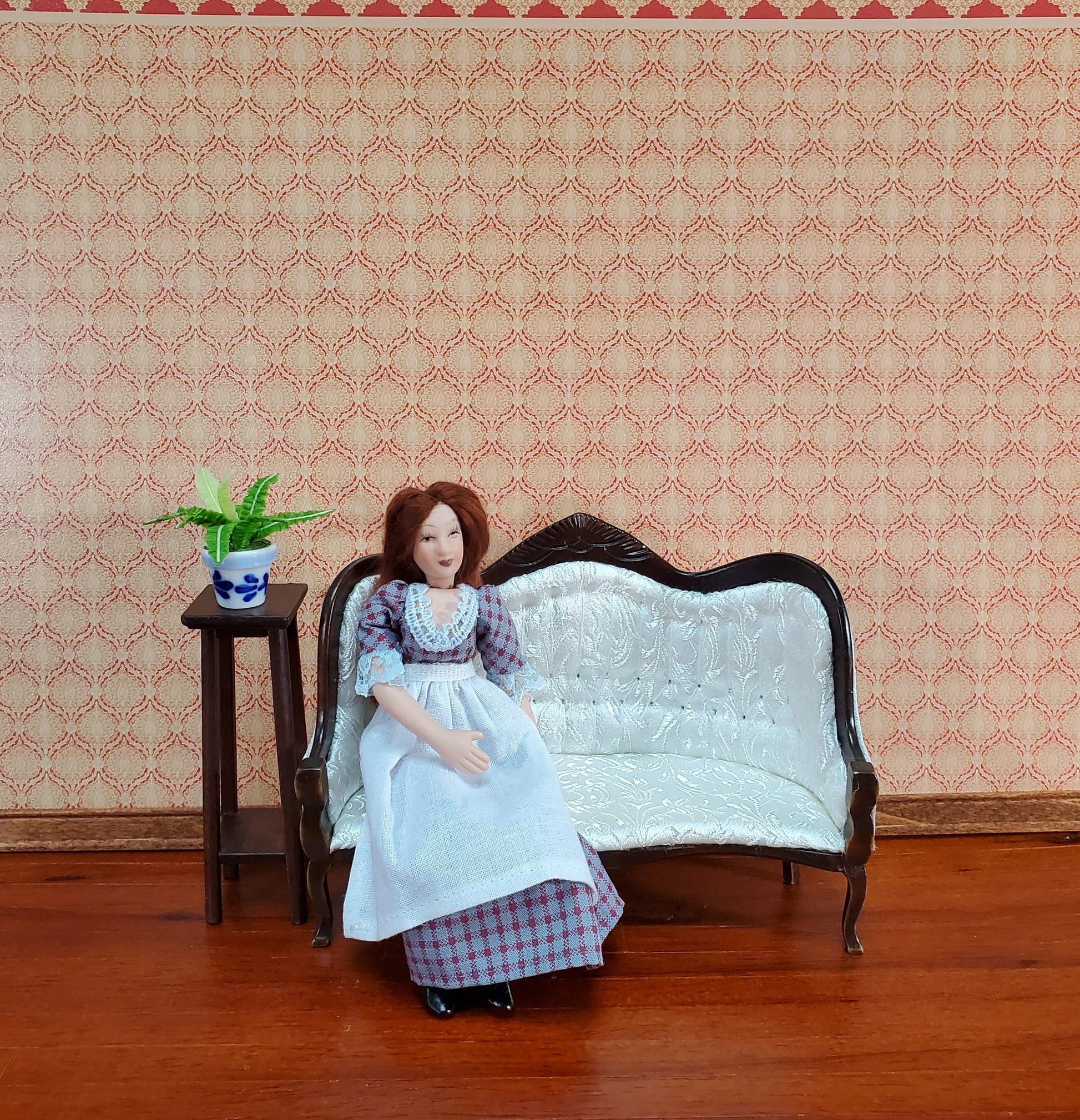 Dollhouse Wallpaper World Model Orange & Beige 1:12 Scale Flower Bursts