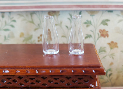 Dollhouse Glass Bottles or Bud Vases Clear x2 1:12 Scale Miniature Decor