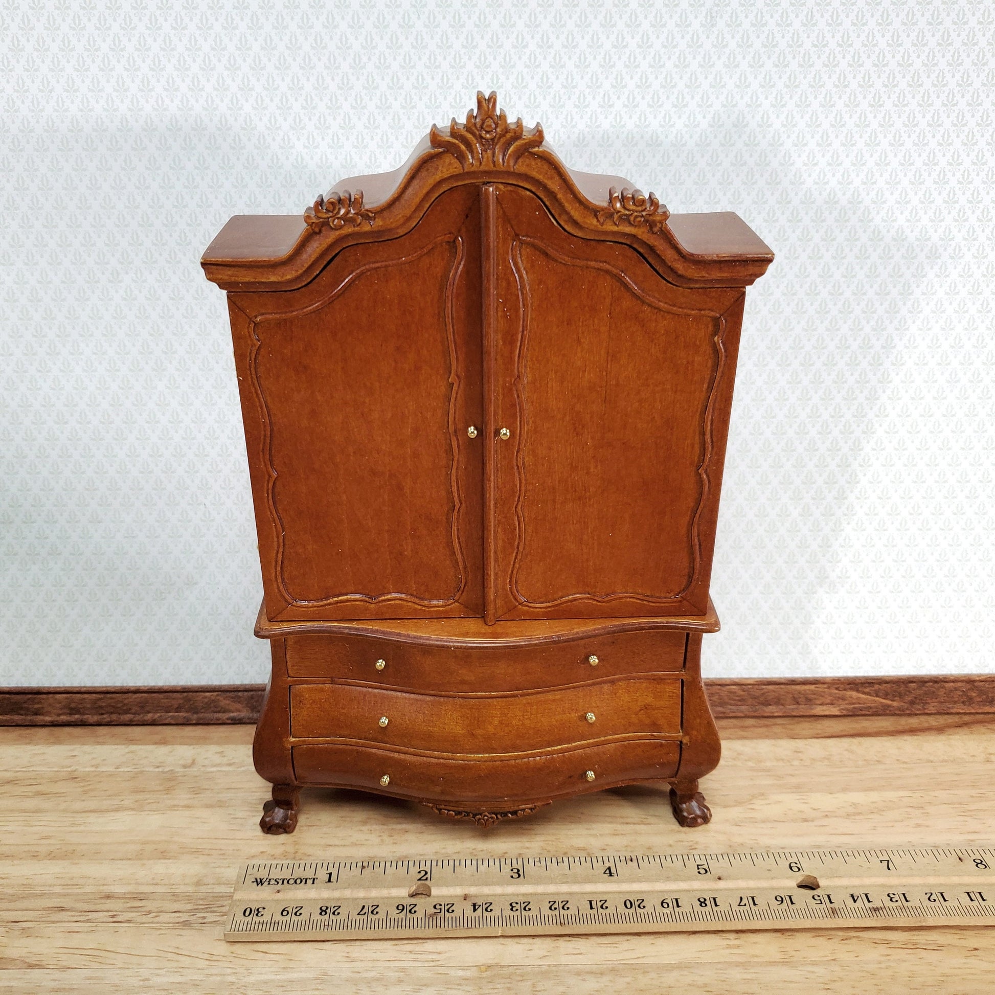 JBM Dutch Baby House Cabinet Dollhouse Large 1:12 Scale Miniature Walnut Finish