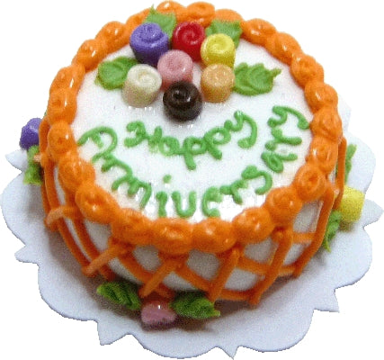 Dollhouse Happy Anniversary Cake 1:12 Scale Miniature Dessert Food Bakery