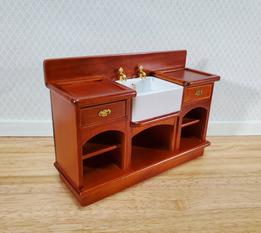 Dollhouse Kitchen Sink Cabinet with Drawers 1:12 Scale Miniature Wood Furniture